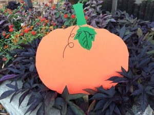 Pumpkin sign greeter